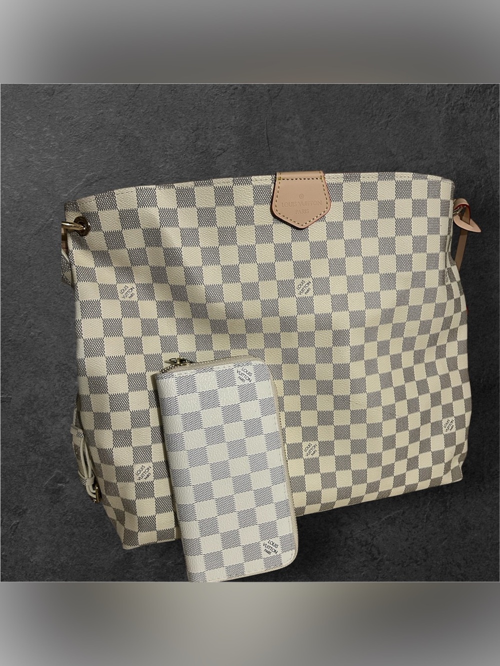New Large Shoulder Tote - Gray/White